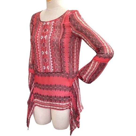 Sundance Go Beyond Sheer Embroidered Tunic Top Sz XS Pink 158F - Picture 3 of 8